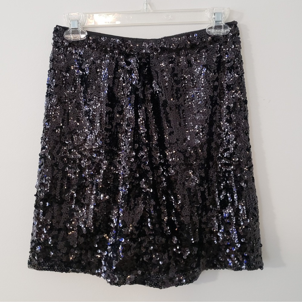 Black Sequin Statement Short Skirt Medium Holiday NYE Glam Party Going Out Bling